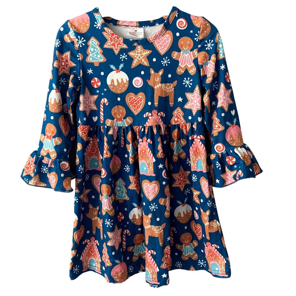 Christmas Holiday Gingerbread Dress - Bell Sleeves - Medium